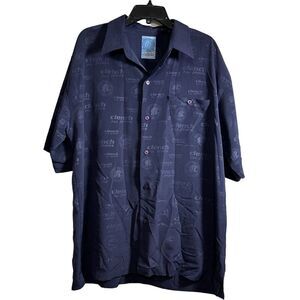 Clench 701 Jeans Mens‎ XL Buttoned Casual Shirt Blue Short Sleeve Top